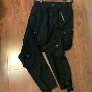 Black Utility Pants with Multiple Pockets